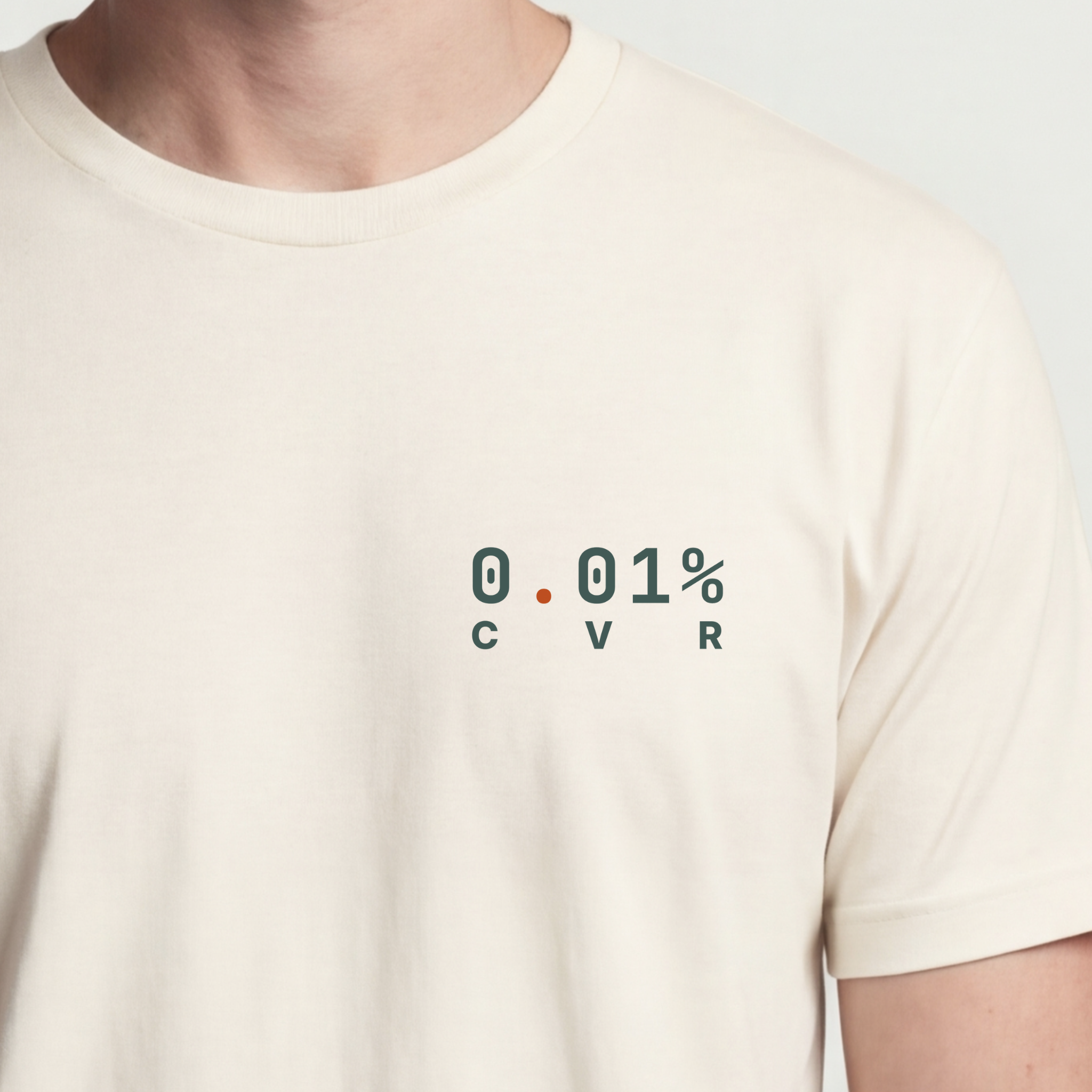 Founder Threads | 0.01% Conversion Rate Tee - Technical Standards - Natural Bone - Hero Crop View. Clean logic-first design for indiehacker.