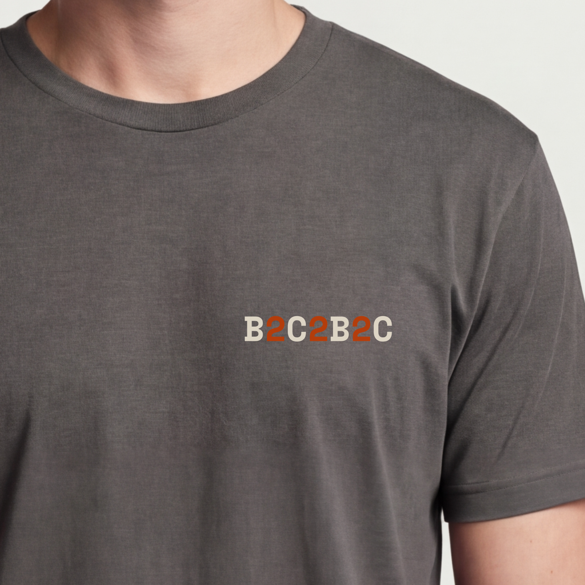Founder Threads | B2C2B2C Tee - Clean Tech Aesthetic - Asphalt Grey - Hero Crop. Clean aesthetic for the modern entrepreneur.