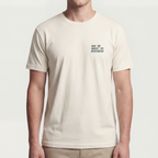 Founder Threads | Ask Me About My Business Tee - Natural Bone - Full Fit View. Essential gear for high-cognitive builders. High-signal.