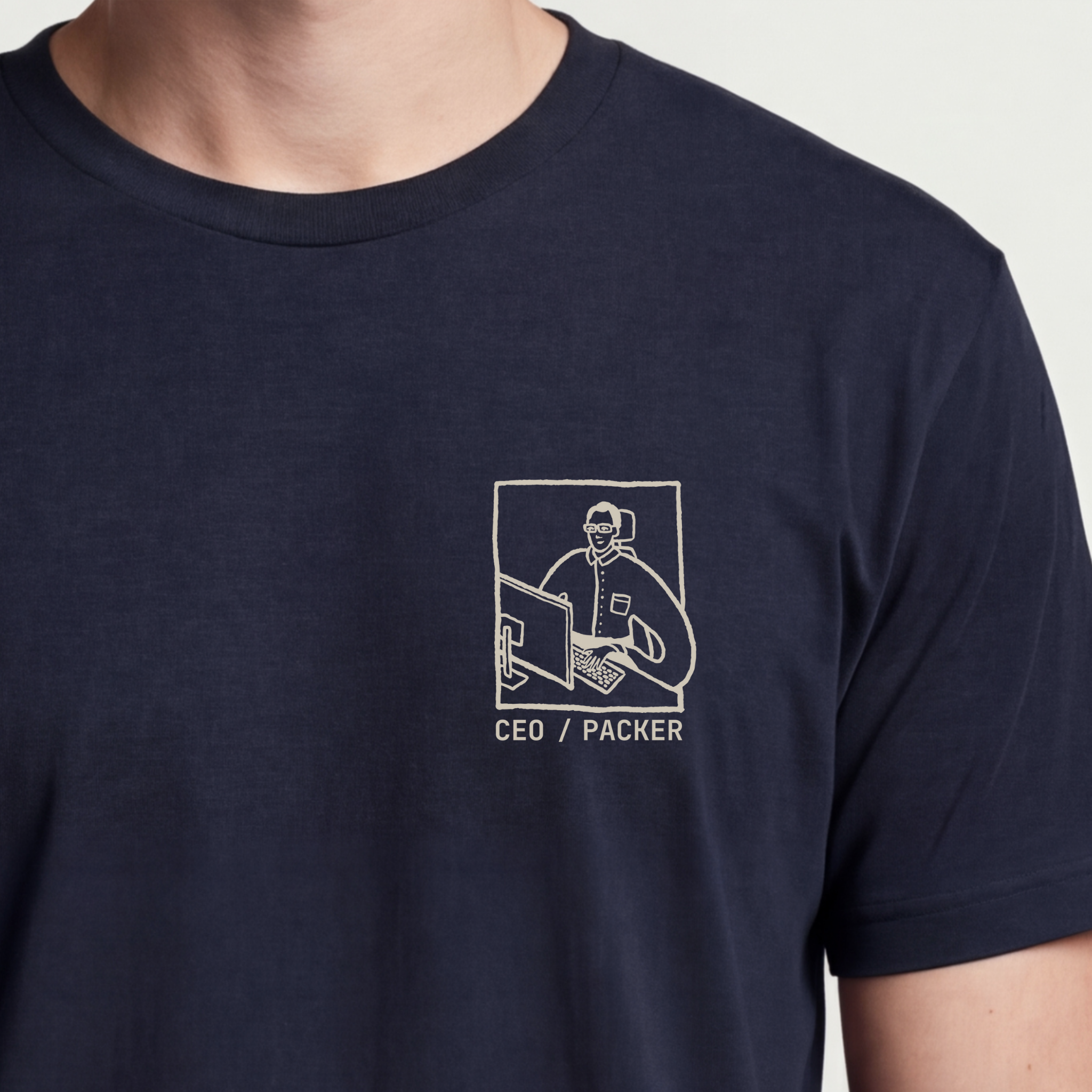 Founder Threads | CEO / Packer Tee - Entrepreneur Daily Armor - Midnight Navy - Hero Crop. High-signal apparel for tech builders who ship.