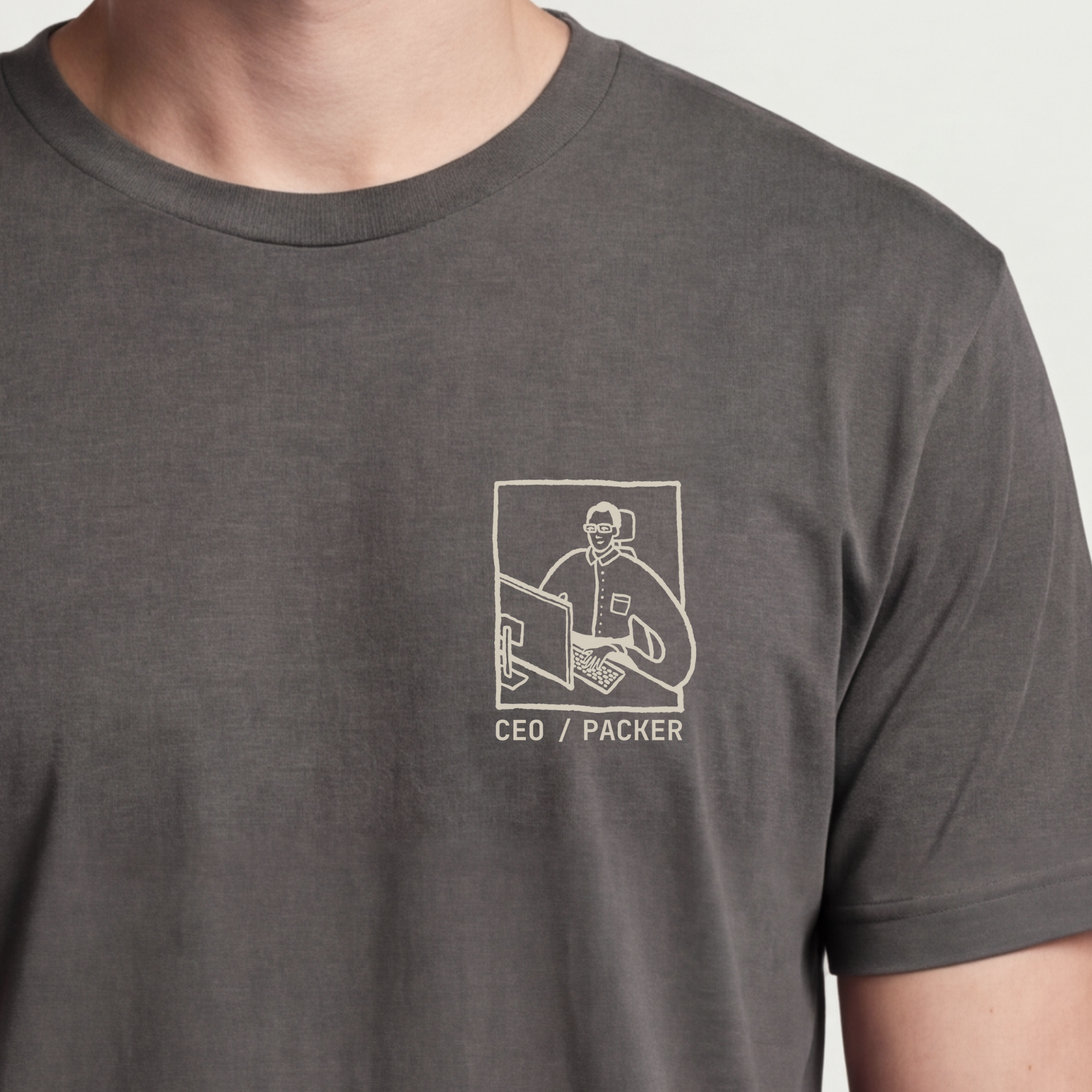 Founder Threads | CEO / Packer Tee - Startup Stride Gear - Asphalt Grey - Hero Crop. Reflecting the vision and grit of a solo founder.