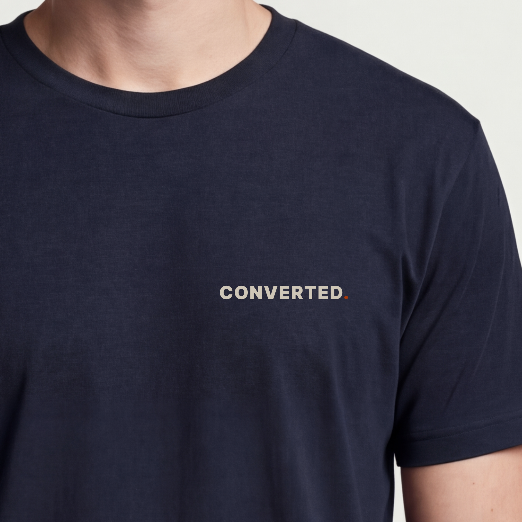 Founder Threads | CONVERTED. Tee - Entrepreneur CVR Apparel - Midnight Navy - Hero Crop. High-SNR minimalist tech-wear.
