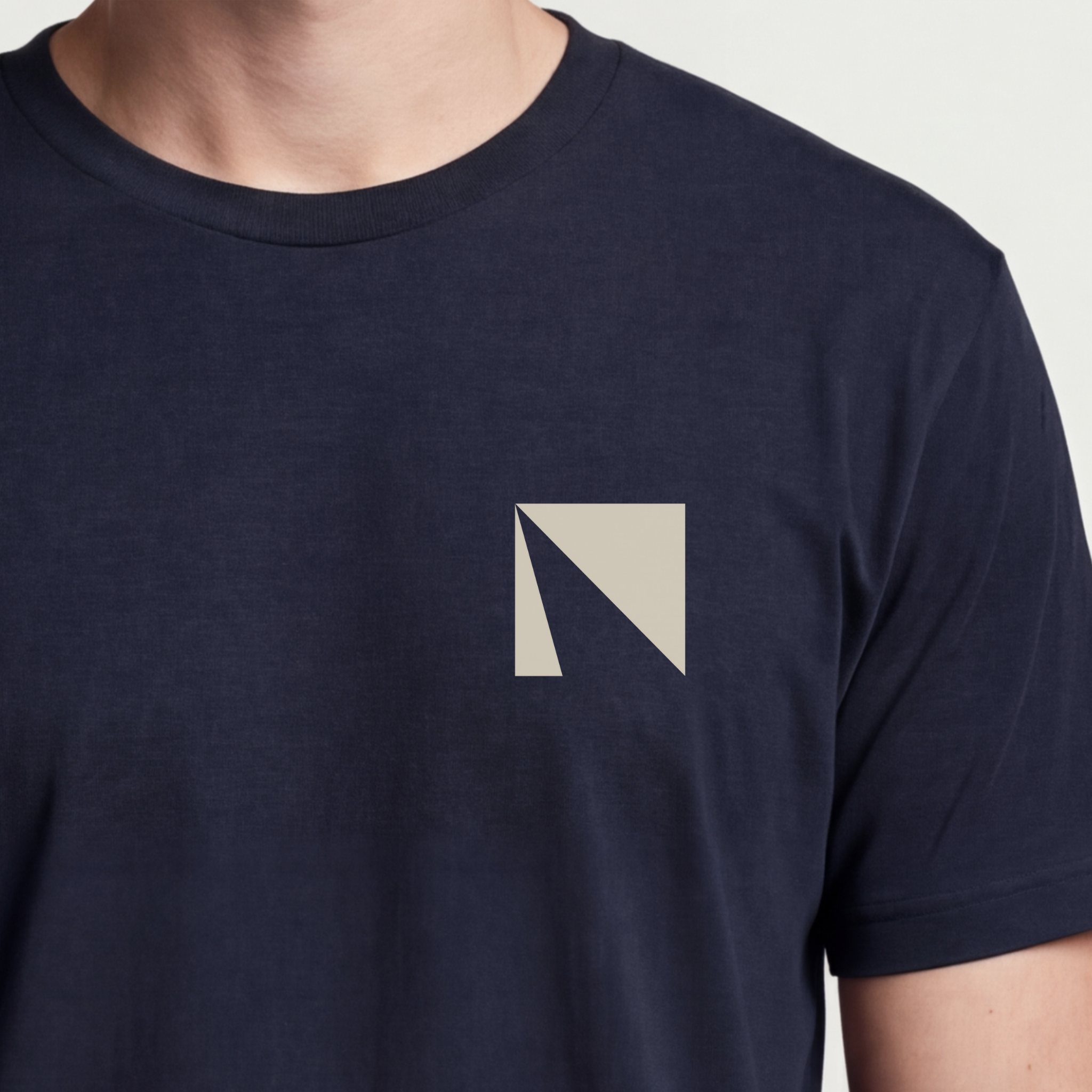 Founder Threads | Delta Tee. Midnight Navy entrepreneur apparel for data-driven founders. Identity gear. Hero crop view.