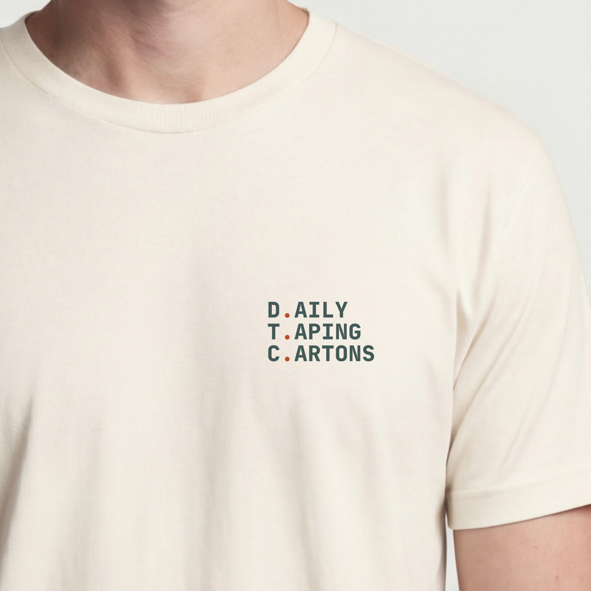 Founder Threads | DTC Technical Tee - Natural Bone - Hero Crop. Minimalist typography for software engineers and Shopify founders.