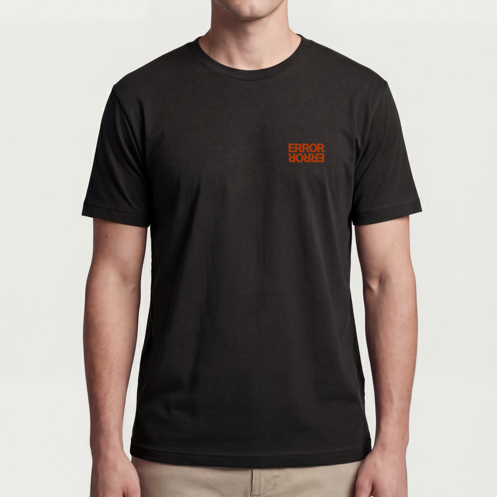 Founder Threads | Error Tee. System Black CEO gear. Premium fit for technical founders debugging reality. Full fit view.