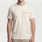 Founder Threads | Hallucinating Tee - Natural Bone - Full Fit View. Minimalist silhouette view. Bella+Canvas 3001 pre-shrunk cotton.