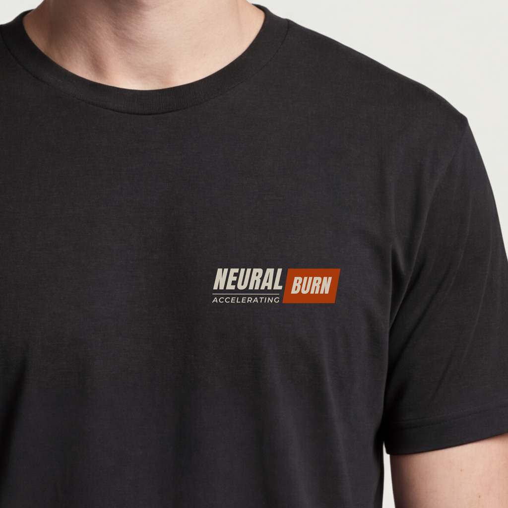 Founder Threads | Neural Burn Tee - Deep Work Mode Apparel - System Black - Hero Crop. Bold statement gear for the builder community.