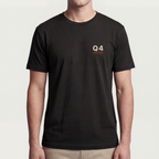 Founder Threads | Q4 Survivor Tee - System Black - Full Fit View. Premium CEO gear. 32-singles Airlume cotton on a signature chassis.