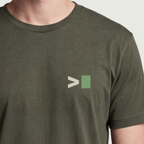 Founder Threads | Terminal Prompt Tee - Builder Command Uniform - Military Olive - Hero Crop. No safety rails—what will you deploy logic gear.