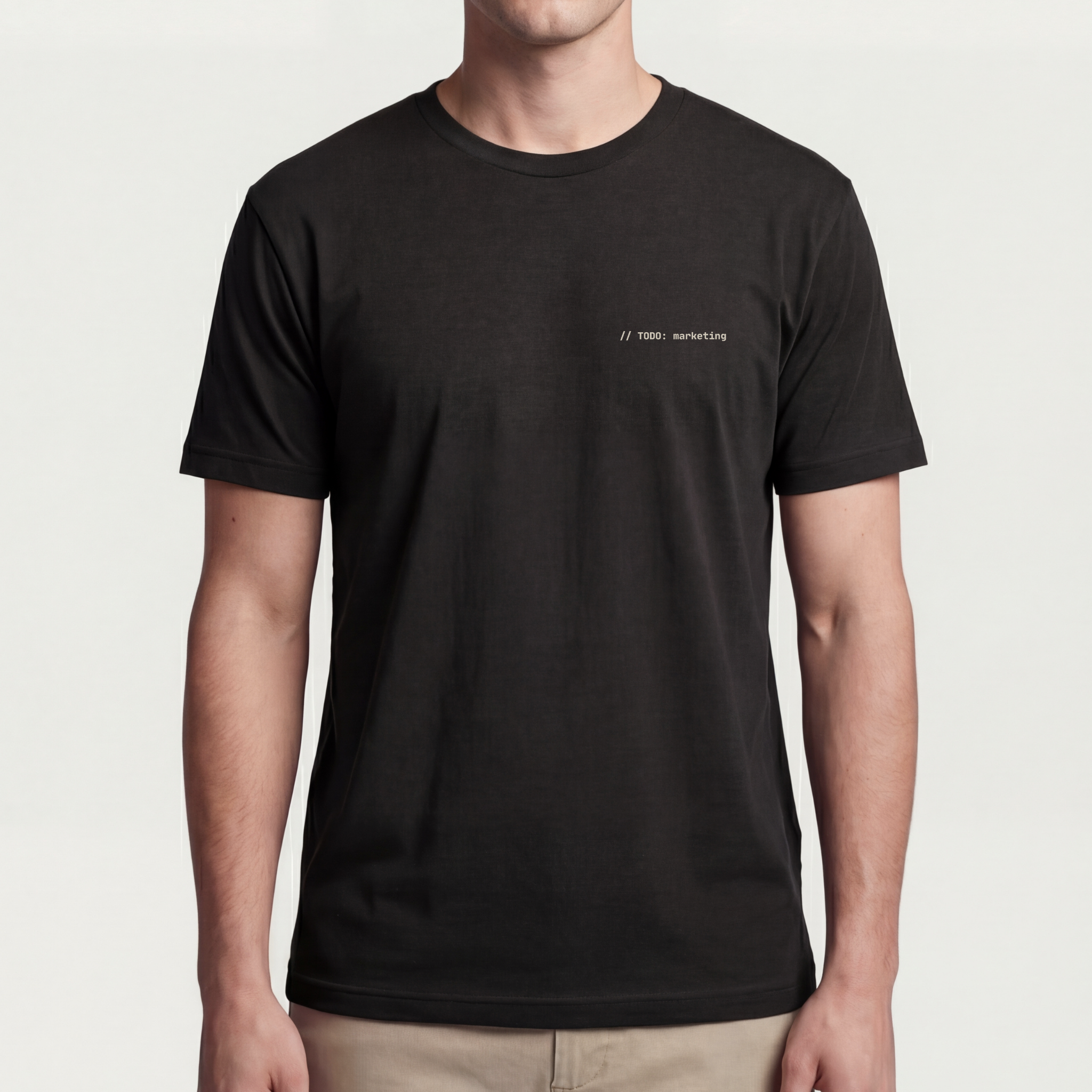 Founder Threads | TODO: marketing Tee - System Black - Full Fit View. Complete fit reference. Bella+Canvas 3001 premium construction.