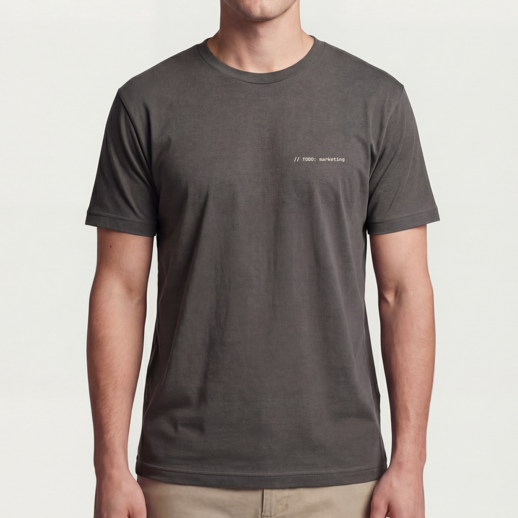 Founder Threads | TODO: marketing Tee - Asphalt Grey - Full Fit View. Clean silhouette view. Premium Bella+Canvas 3001 chassis.