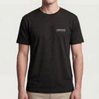 Founder Threads | Unbroken Tee - System Black - Full Fit View. Premium CEO uniform. 32-singles Airlume cotton on a signature chassis.