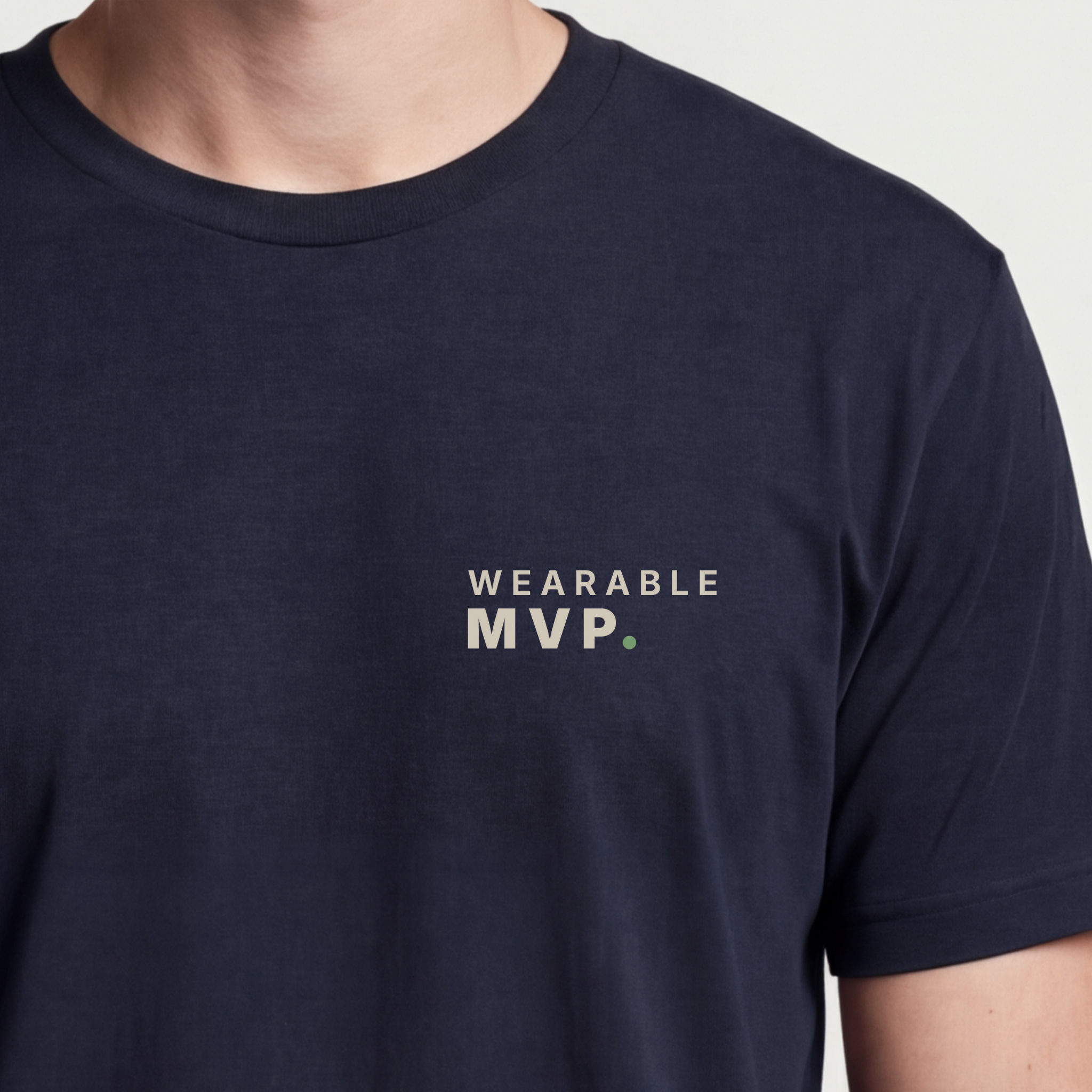 Founder Threads | WEARABLE MVP Tee - Entrepreneur Agility Apparel - Midnight Navy - Hero Crop. High-SNR minimalist tech-wear.