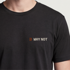 Founder Threads | Why Not Tee - Disruptor Mindset - System Black - Hero Crop. Gift for tech founders and risk-taking builders.