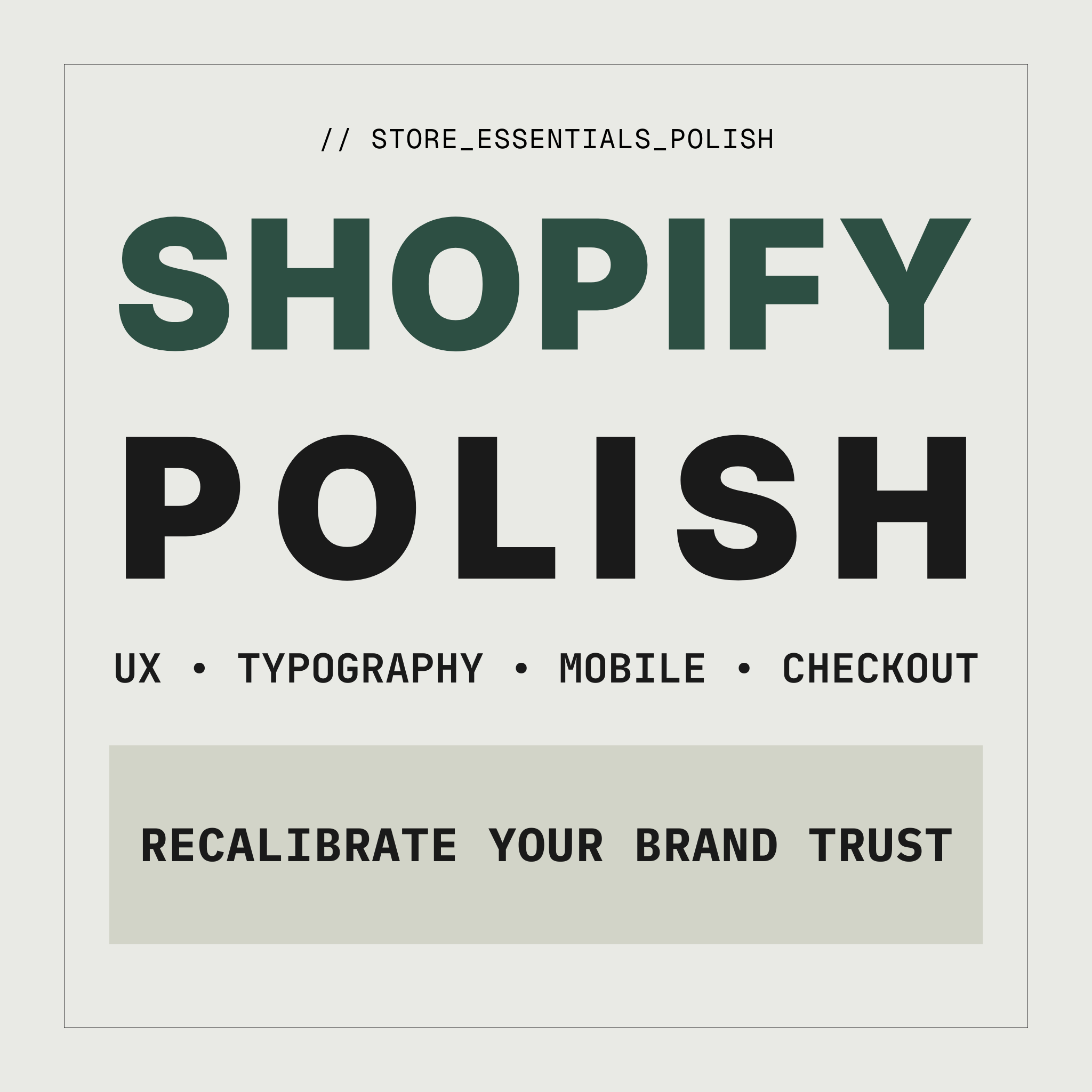 Shopify Essentials Polish - Full Theme Audit and Optimization Service
